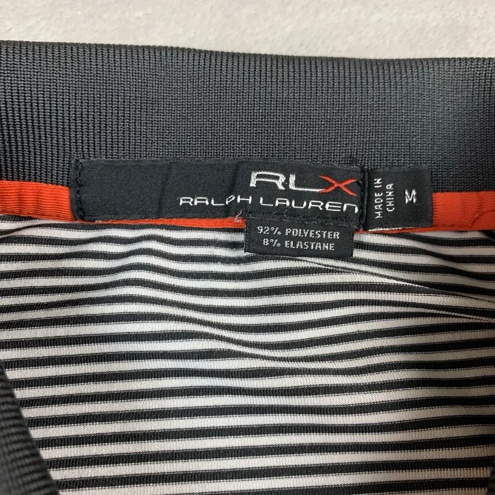 RLX Ralph Lauren Golf Polo Shirt Mens Medium Gray Striped Wekopa Golf Club Logo - Picture 5 of 6